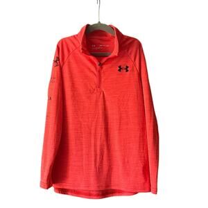 Under Armour Boy's Velocity 1/2 Zip Activewear Top Long Sleeve Coral Red Size S